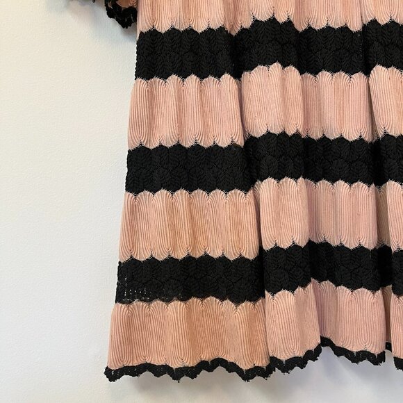 Taylor Pleated Lace Pink & Black Midi Dress - Size 14 - Picture 4 of 13